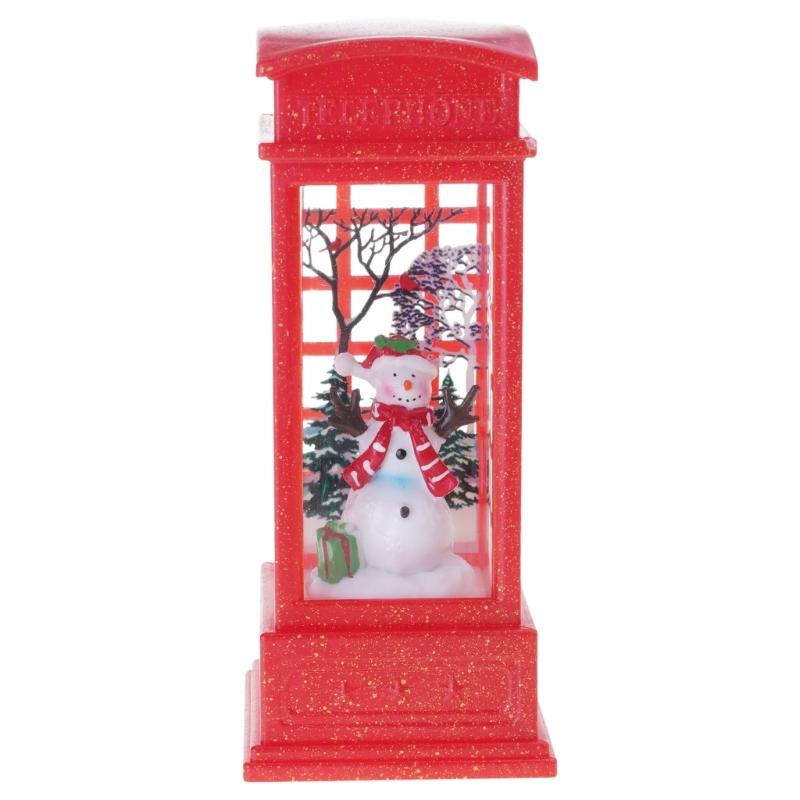 

Festival Plastic Crystals Snowflake Phone Booth Lamp Holiday Decoration for Home Office or Party красный