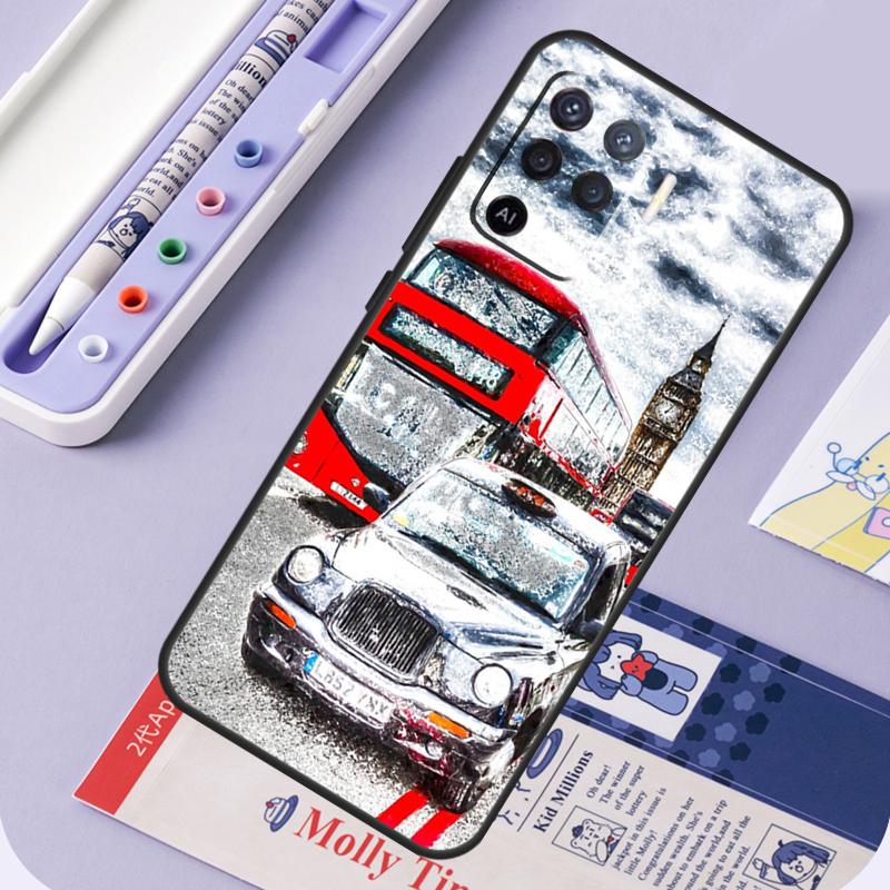 Retro Winter Snow London For Oppo A17 A18 A94 A74 A54 A15 A38 A58 A78 A98 A40 A60 A80 A16 A76 A96 A57 A77 A5 Pro Case