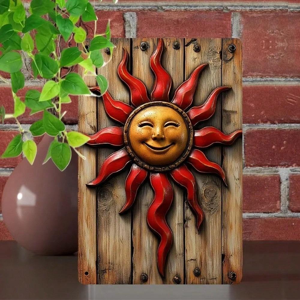 Vintage Sun Metal Tin Sign Retro Wall Art Decor for Home Bar Garage