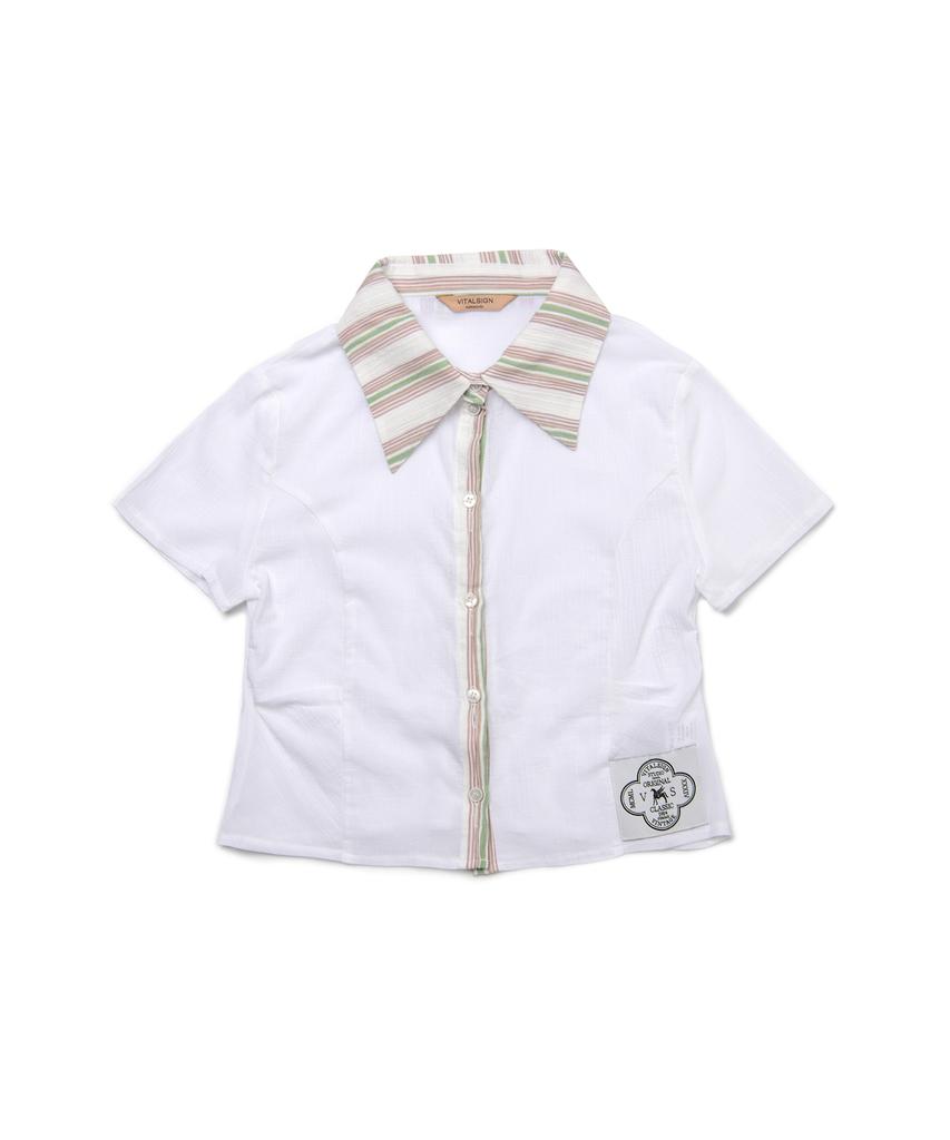 Baitalssain [Line] Two Button Stripe Blouse (Ivory)
