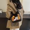 Trendy Midi Bucket Bag Chic Aesthetic Design Soft Canvas For Everyday Style