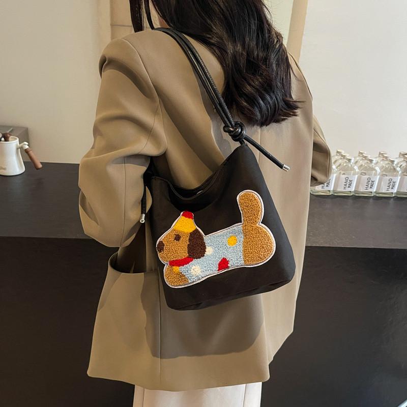 Trendy Midi Bucket Bag Chic Aesthetic Design Soft Canvas For Everyday Style