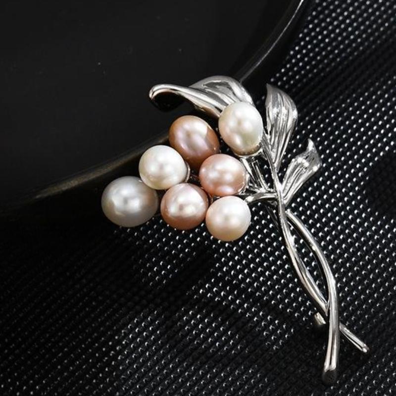 

New Natural Freshwater Pearl Color Bouquet Brooch Brooch Anti-Light Buckle Manufacturer Wholesale One Piece срібний