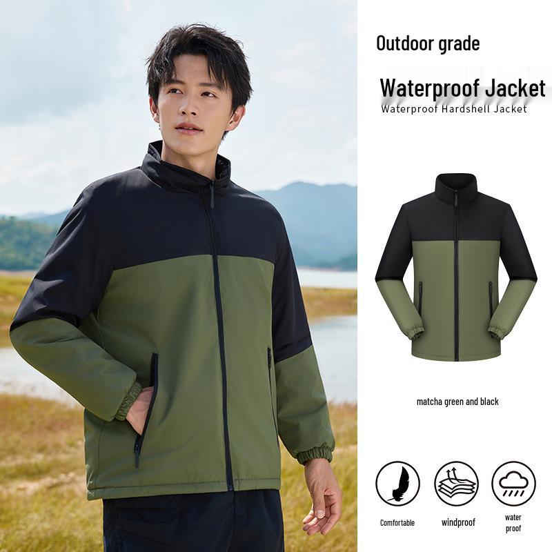 Men's Fleece-Lined Windbreaker: Custom Logo, Warm Work Jacket for Autumn/Winter