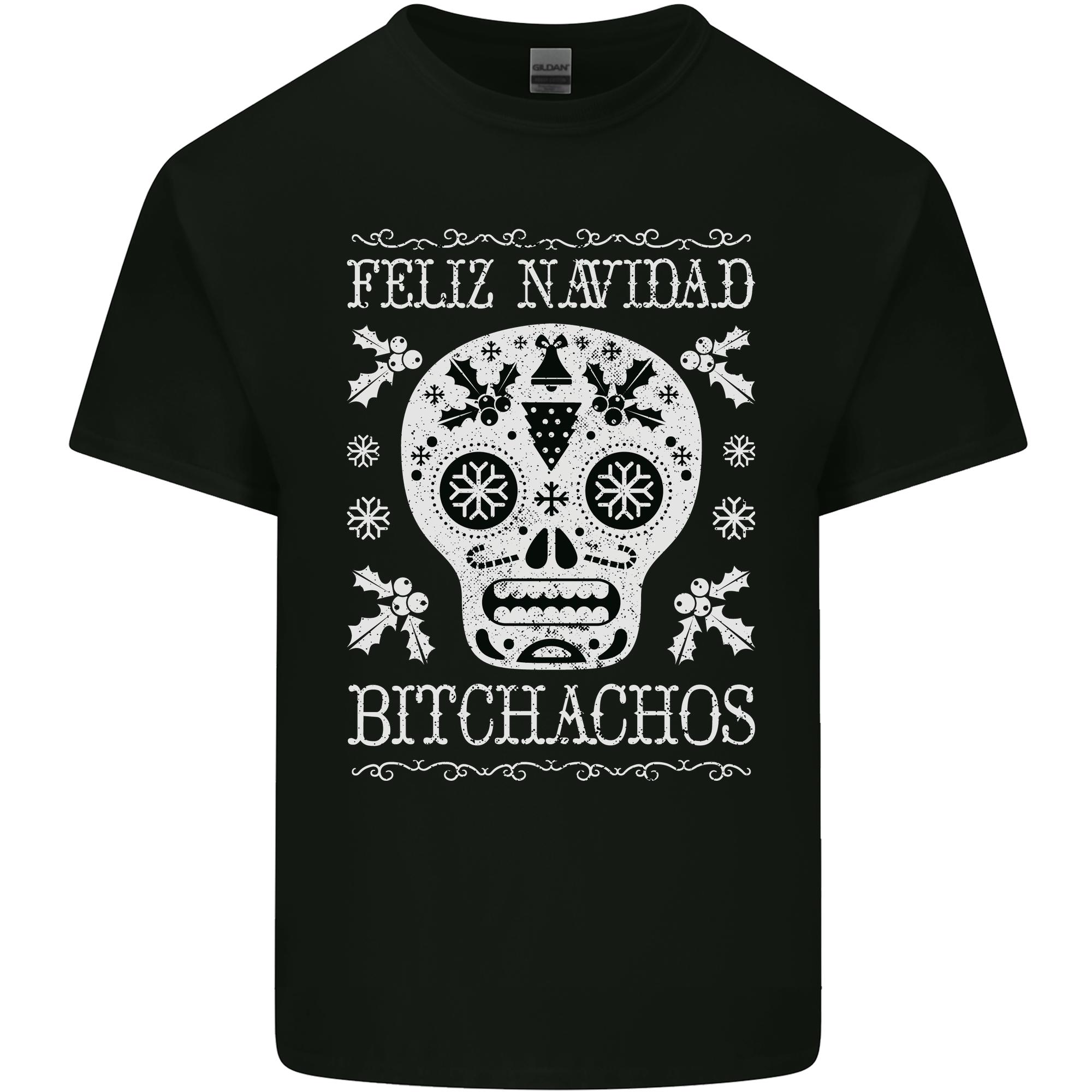 Feliz Navidad Sugar Skull Christmas Xmas Unisexs Light Cotton TShirt S