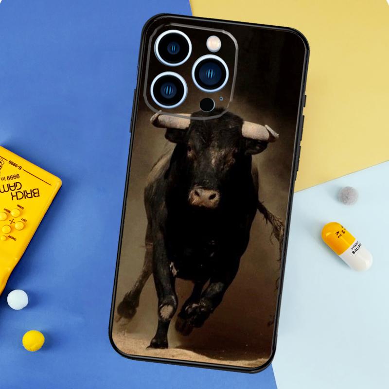 Bull Animal Phone Case For iPhone 17 16 14 13 12 11 15 Pro Max Plus 12 13 mini 16e 17 Air Bumper Cover