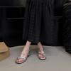 Set of toe thick heel 2025 new sandals fairy wind summer temperament camellia fairy wind vacation thin strap roman shoes