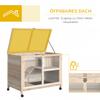 Small Animal Hutch with 2 Levels, 4 Wheels, Sealed Fir Wood, Natural