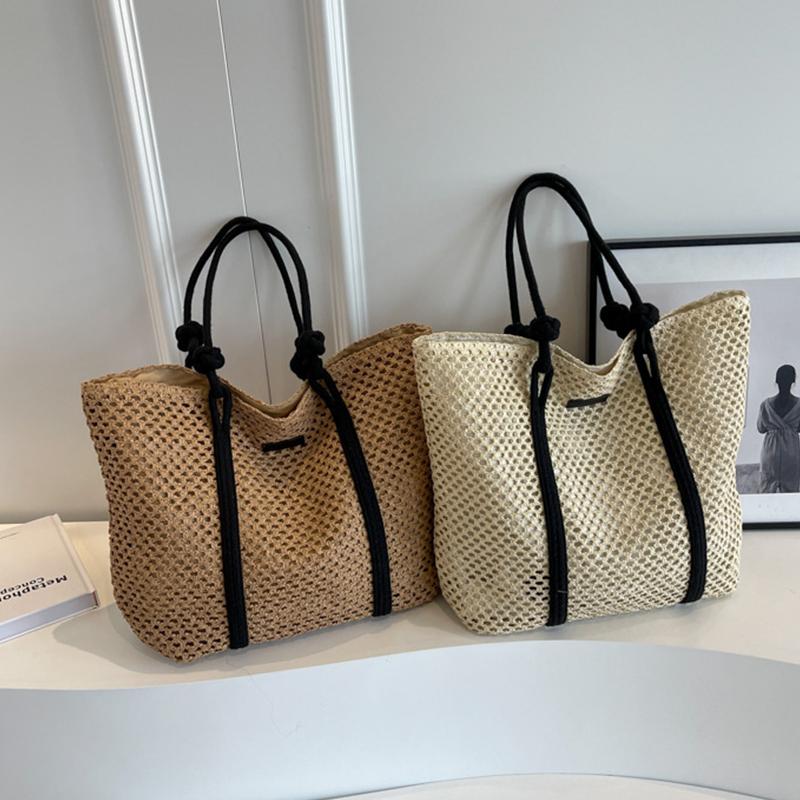 Elegante Damen Strohgewebte Handtasche Damen Urlaubs Strandtasche Lässige Shopper Tragetasche Handtaschen mit oberem Griff