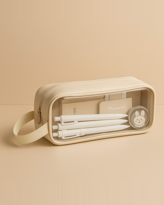 Transparentní velkokapacitní sáček na tužky ve stylu školního pouzdra na psací potřeby