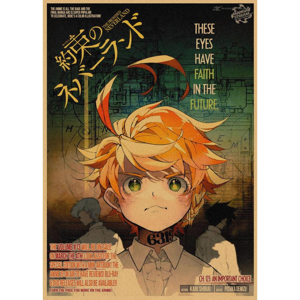 The Promised Neverland Anime Retro Kraft Paper Poster - Decorative Wall Art