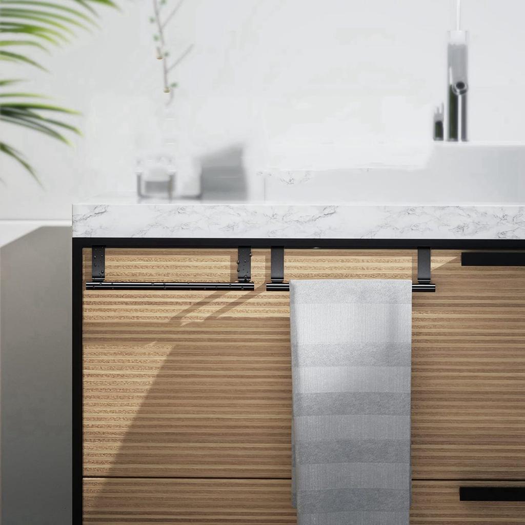 BAAJ-Over The Door Towel Rack, Kitchen Towel Holder, Over Cabinet Towel Bar, Matte Black 6 Pack,For Hand, Dish, Tea Towels
