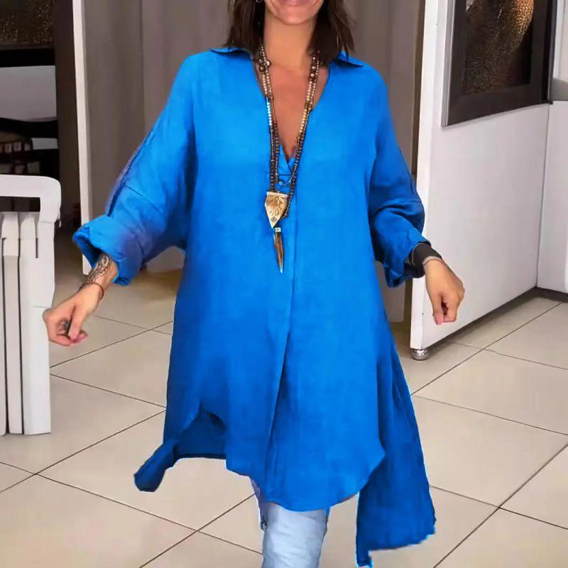 European and American Summer Women Casual Split Loose Shirt Dress Split Loose Shirt Skirt