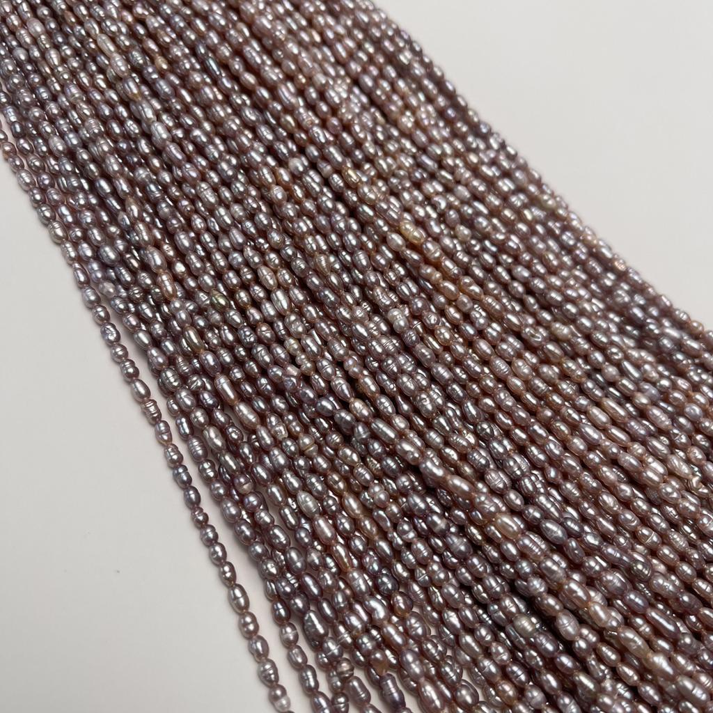 1String, Purple Natural Freshwater Pearls, Handmade Rice Pearl Beads for Jewelry Making DIY Necklaces, Bracelets Crafts (Beads 2.8-3.2mm, Length 36cm)