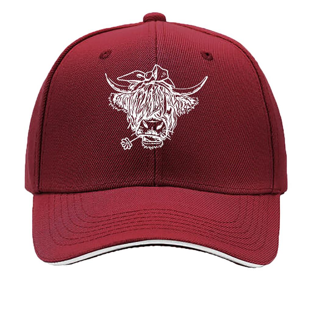 UnisexS Black Baseball Cap with Bull Head Print Stylish Versatile and Trendy Outdoor Hat for Casua Sandwich Baseball Cap