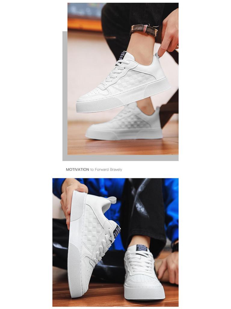 2024 Men's Trendy Korean Style White Sneakers: Versatile, Wear-Resistant, Casual Sports Shoes for Spring