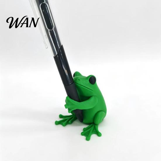 Cute Frog Desk Accessory 3D Printed Pen Holder, Bright Green Stand with Pen-Grabbing Structure, Playful Decor Anti-Slip Desktop Organizer for