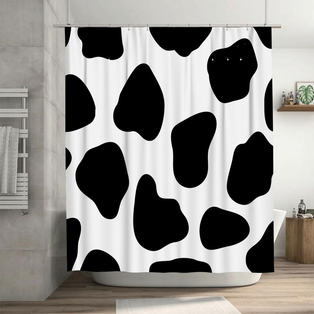 Stylish Animal Print Shower Curtain Black White Cow Skin Pattern for Bathroom Decorations Size: 72 x 84 inches (180x213cm)