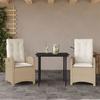 VidaXL 3-Piece Garden Dining Set with Cushions, Table and Chairs with Adjustable Backrest, Outdoor Patio Furniture 3212370