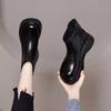 Short Boots with Thick Insulation and Rounded Leather Surface, Birkenstock Shoes, Heightening Moccasin Boots