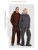 2025 Autumn/Winter Fleece-Lined Hooded Sweatshirt & Pants Set – Men's Trendy European/American Basic, Solid Color, 510g.
