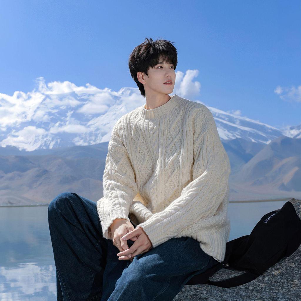 Men's Japanese Retro Hong Kong Literary Knit Sweater - Twisted Pattern, Round Neck, Autumn Casual