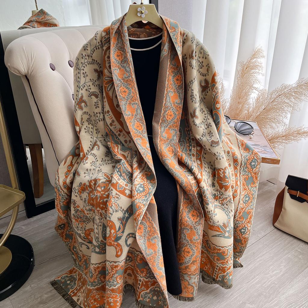Women's Winter Luxury Imitation Cashmere Paisley Pashmina Scarf Shawls Wraps Bufanda Hijab Travel Echarpe Warm Blanket
