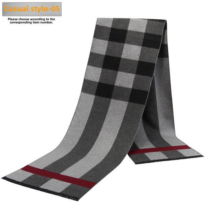 Men's Autumn & Winter Plaid Imitation Cashmere Scarf - Warm & Thick Custom Design