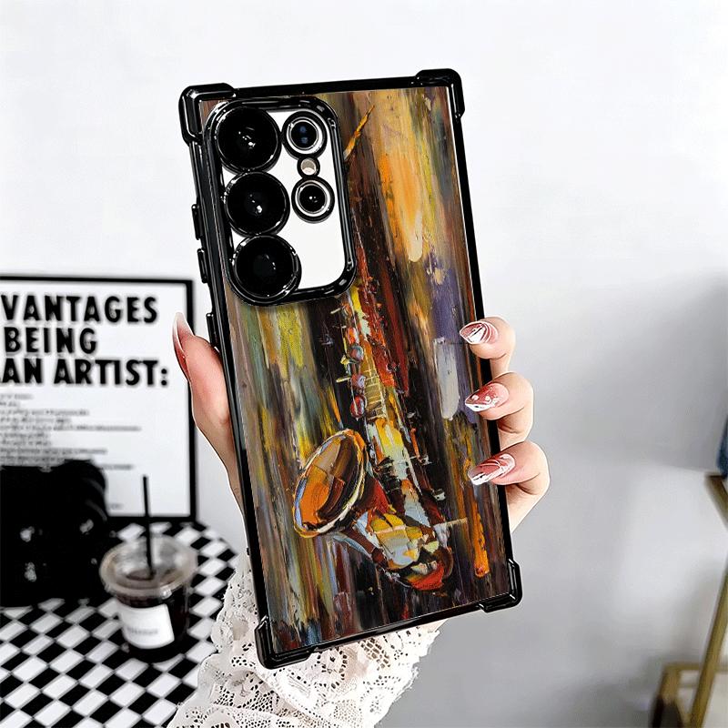 Saxophone Instrument Music Plating Phone Case For Samsung Galaxy S24 S25 FE S26 Edge S23 Ultra S22 S21 Plus S20 Anti-Fall Airaba
