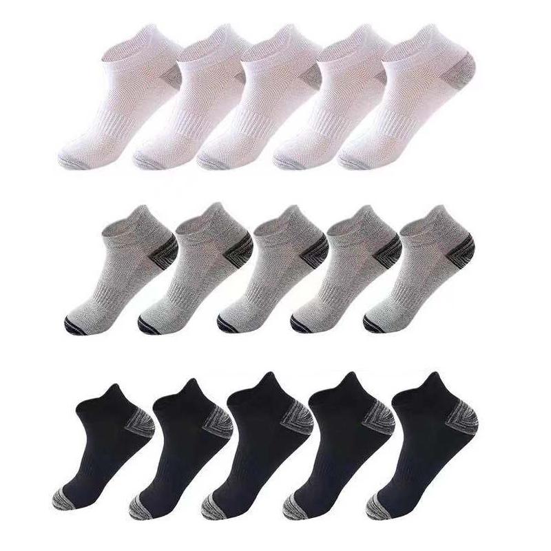 5Pairs High Quality Men's Socks Mesh Summer Thin Breathable Boat Socks Sweat Wicking Proof Short Tube Sports Socks EU38-45