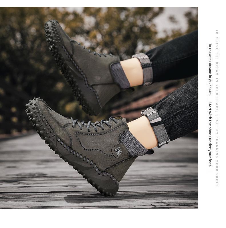 Men's 2024 Spring/Autumn Warm Velvet Martin High-Top Casual Boots