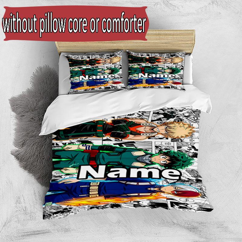 3-teiliges Bettbezug-Set (1 * Bettbezug + 2 * Kissenbezug, ohne Kern), Benutzerdefiniertes Namens-Jujutsu Kaisen-Muster Bettwäsche-Set, Heim-Schlafzimmer-Dekor Geschenk