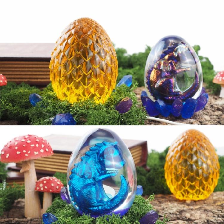 Dragon Egg Resin Silicone Mold with USB Powered Wooden Lighting Base Stand