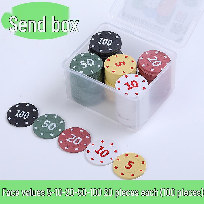 Boxed 100 Plastic Chips for Card Games: Baccarat, Mahjong, Poker
