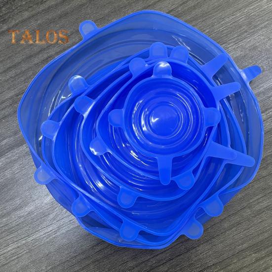 6Pcs Silicone Lid Cover Set Spill-proof Leak-proof Kitchen Helper Multi-size Fresh-keeping Lids for Containers High Low Temp Resistant Bowl Covers