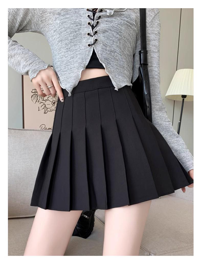 Women's High Waist White Pleated A-line Skirt for Tall Girls, Extra Long, Spring/Autumn 2025, Hip-Wrapping JK Style