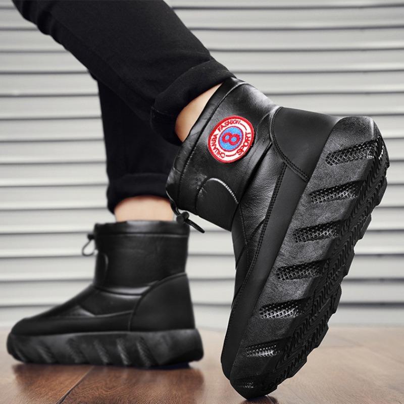 Men's Platform Snow Boots Velvet Warm Outdoor Bread Shoes High Quality High Top Plush Mens Boots Couple Thick-soled Cotton Shoes