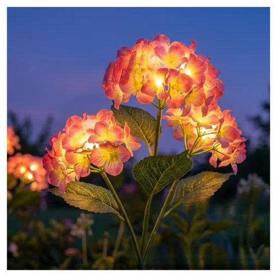 Solar Hydrangea Light Solar Powered Garden Light Outdoor LED Flower Light with Stake for Pathway Patio Yard Decoration