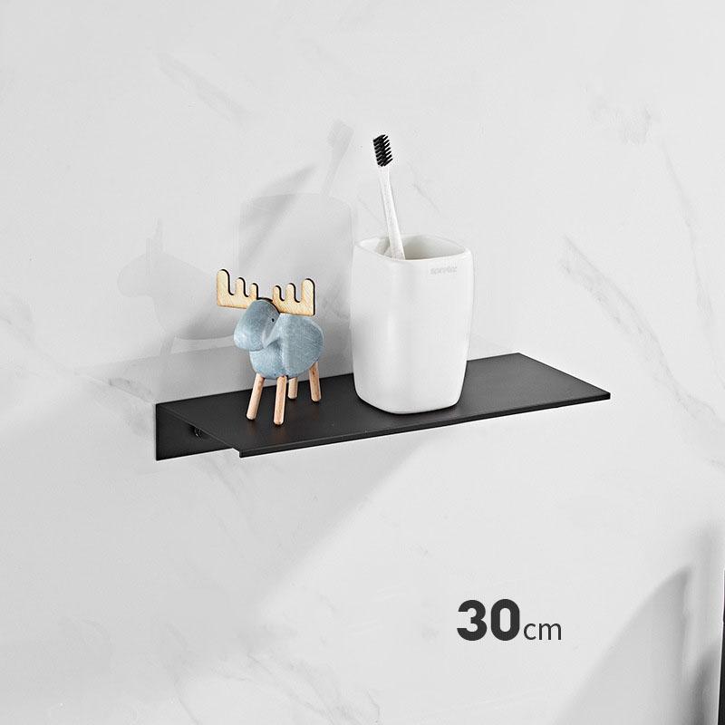30-50cm Wall-mounted Bathroom Shower Shelf Black/White Wash Gargle Storage Rack Holder Toilet Organize Aluminum Bathroom Shelves