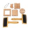 8PCS Set Wooden Knitting Gauge Wool Brush Set Wool Felting Brush and Knitting Measure Tool Kit