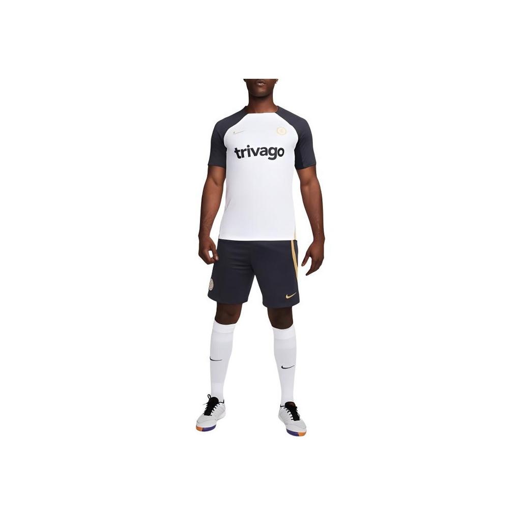 Nike Chelsea F.C. Strike Color Block Logo Lace-Up Mid-Rise Slim Fit Football Pants Men Bottoms Blue Gold DX3186-426