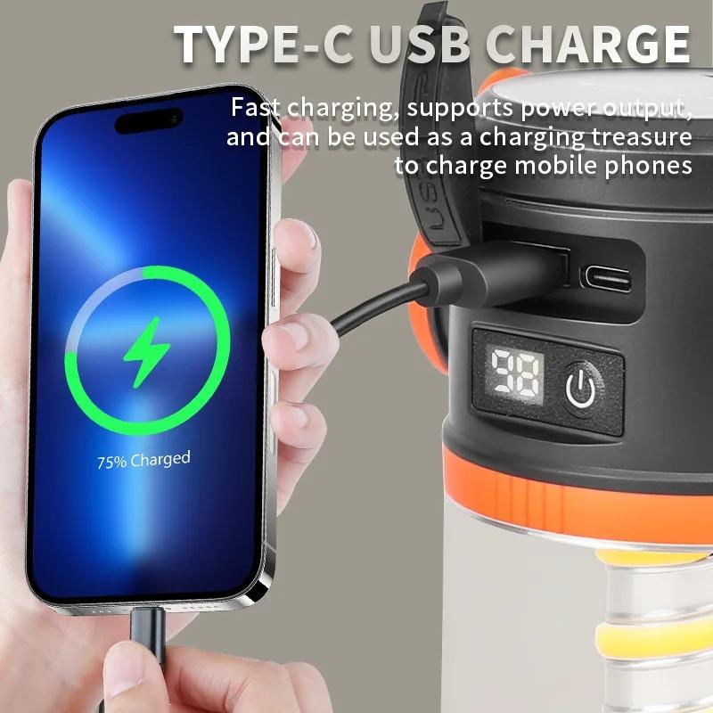 Portable Camping Lamp 5-in-1 Modes Lanterns Solar Outdoor Emergency Lighting Waterproof Solar and USB Charge for Camping Tent