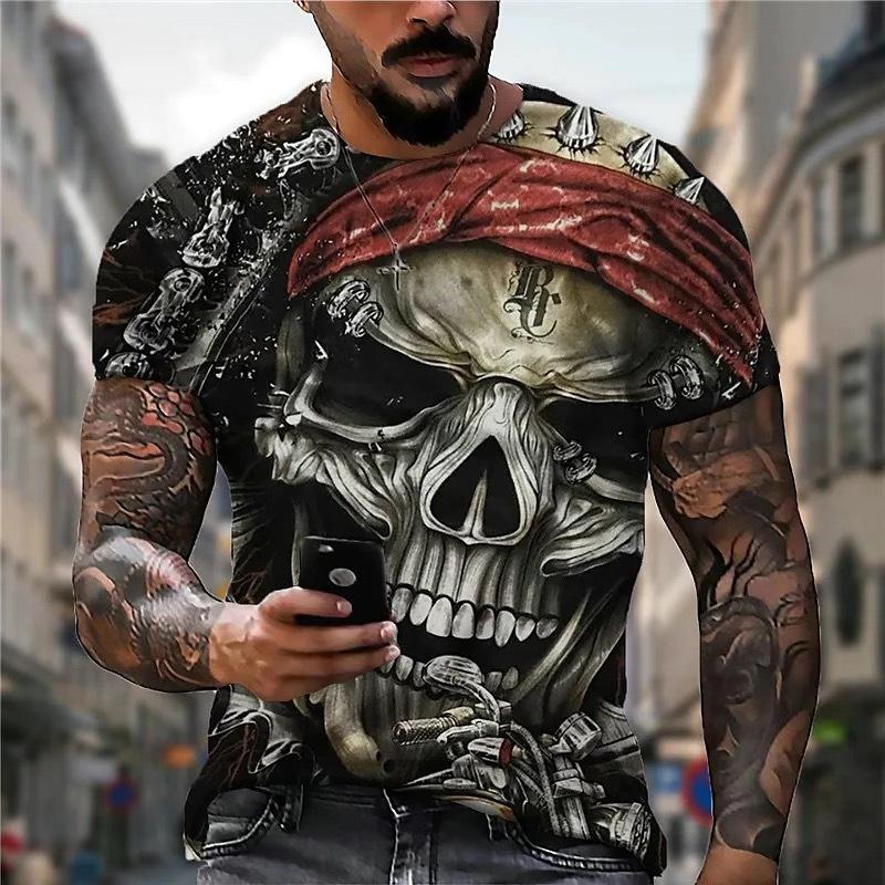 New 3D Printed Men's Round Neck Short Sleeved Casual T-shirt Men's Summer T-shirt