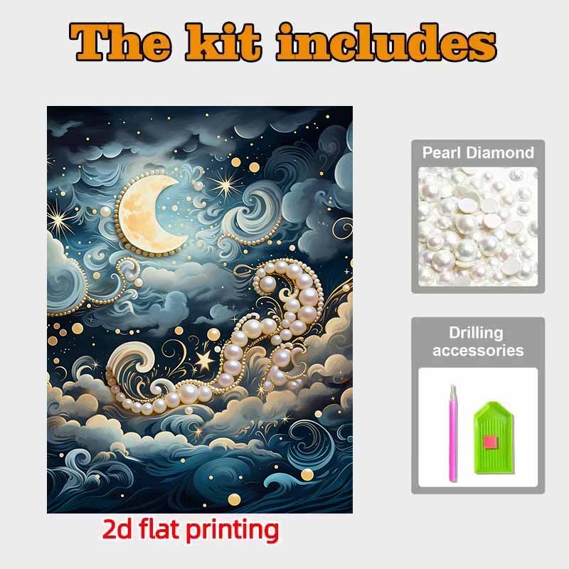 DIY Sea of Clouds Pearl Diamond Art Kits Without Frame 30x40cm Gem Art Diamond Painting Kits for Adults/Beginners Gift Idea Home Wall Decor