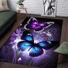 Vibrant Butterfly and Purple Flower Rug for Modern Living Spaces - Unique Floor Decor, 3D Art Carpet, Contemporary Design