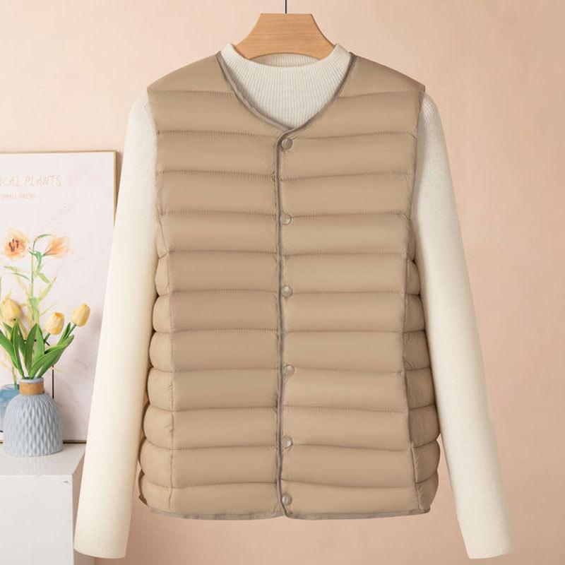 Down Cotton Vest Women's Inner Wear Autumn and Winter New Slim-fit Bottom Inner Wear Vest Medium Thin Warm Vest Vest