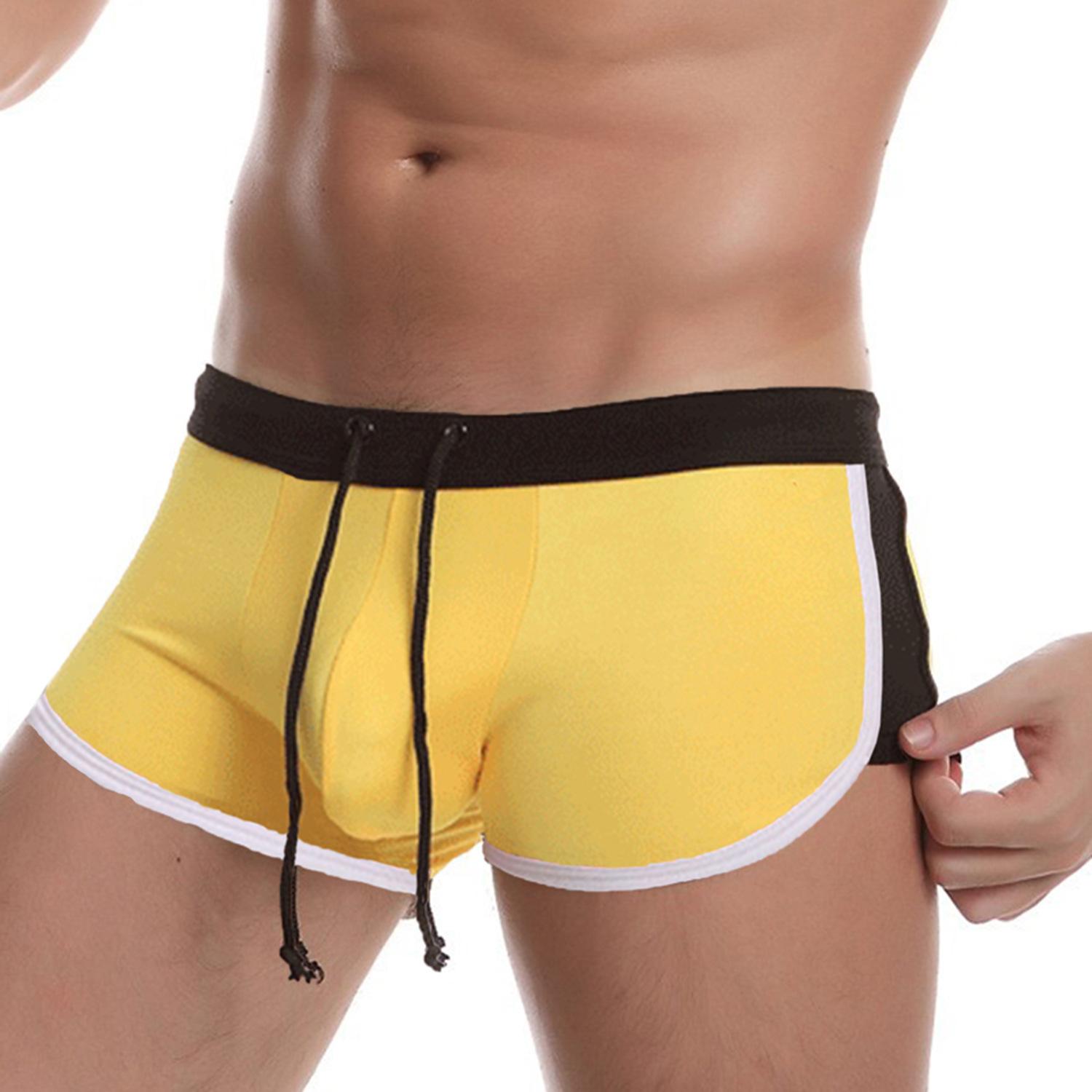 Herren Quick Dry Badehose mit Kordelzug Flacher Winkel Strandshorts für Wassersport L