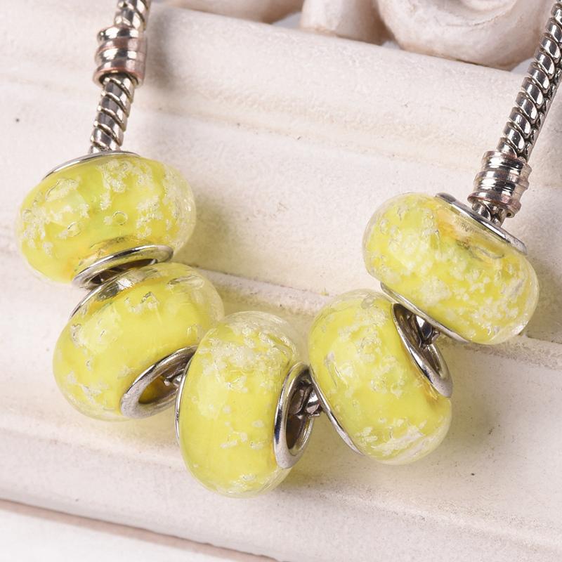 

10pcs 14mm Rondelle Luminous Handmade Murano Lampwork Glass European Charms Big Hole Beads for Bracelet Jewelry Making Accessories 14x9mm-10pcs