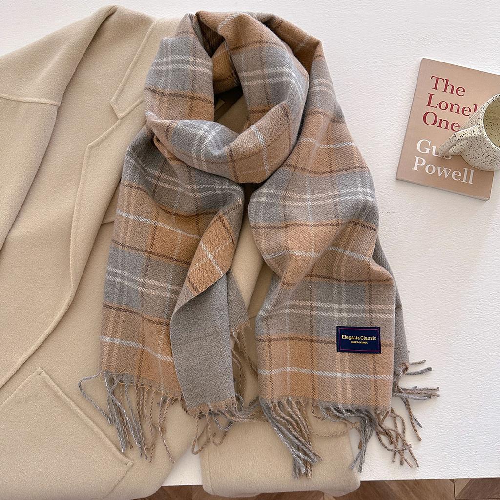 100 Color Autumn Winter Classic Plaid Scarf Women Cashmere Tassels Scarves Thickened Warm Shawl Windproof Pashmina Neckerchief