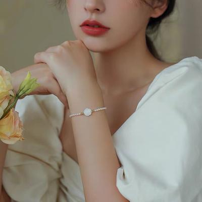 Natural Freshwater Pearl Bracelet Fritillary Rose Female Niche Design Light Luxury Ins Retro Mori Retro Court
